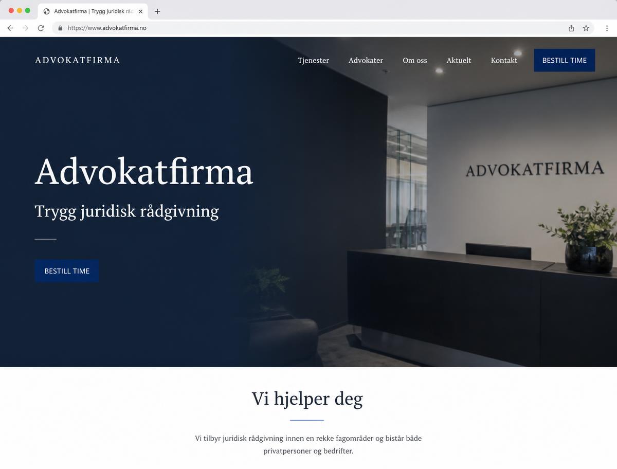 Eksempel på nettside for Advokatfirma